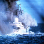 Moment of bomb impact in HMS Coventry